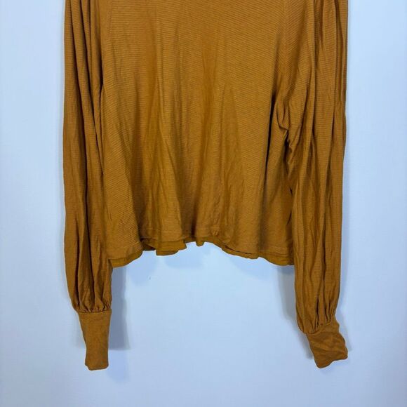 Free People Golden Yellow Long Sleeve Blouse Top Size Medium - Picture 4 of 6